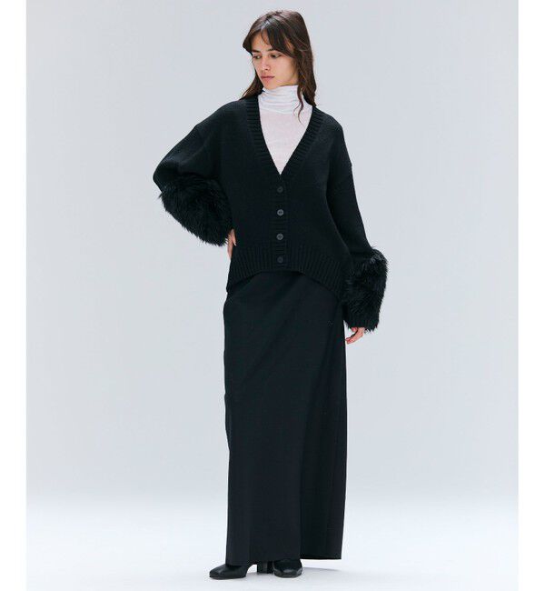 BEIGE,「【洗える】CHESTER / フェイクファーVネックカーディガン」|ニット・セーター|