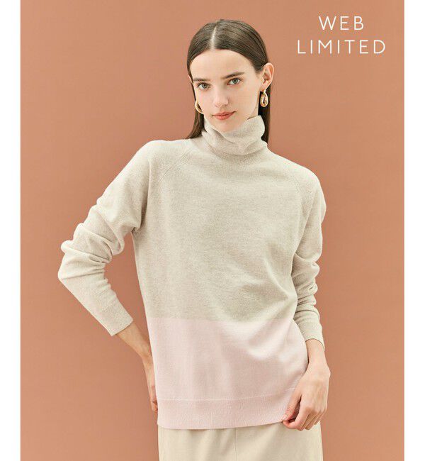 BEIGE,「【WEB限定・洗える】DEMING / バイカラーウールタートルネックニット」|ニット・セーター|Taupe &times; Nude