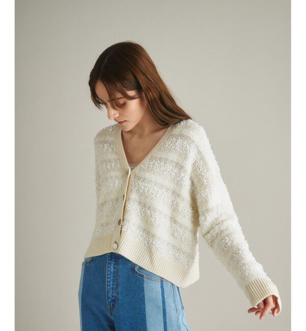  「ツイーディーVニットカーディガン」|カーディガン|ホワイト