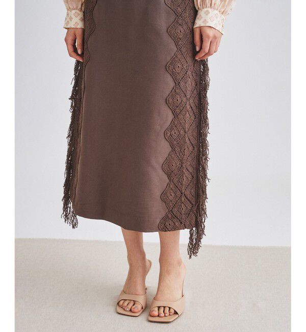 GRACE CONTINENTAL「サイドフリンジスカート」|スカート|ブラウン