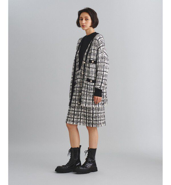  「ツイードミドルニットカーディガン」|カーディガン|