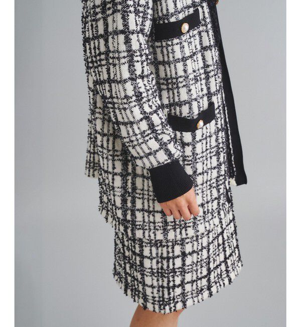  「ツイードミドルニットカーディガン」|カーディガン|