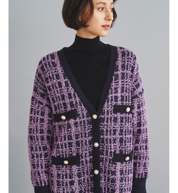  「ツイードミドルニットカーディガン」|カーディガン|