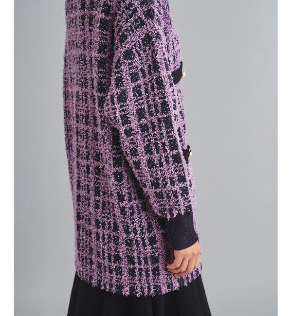  「ツイードミドルニットカーディガン」|カーディガン|