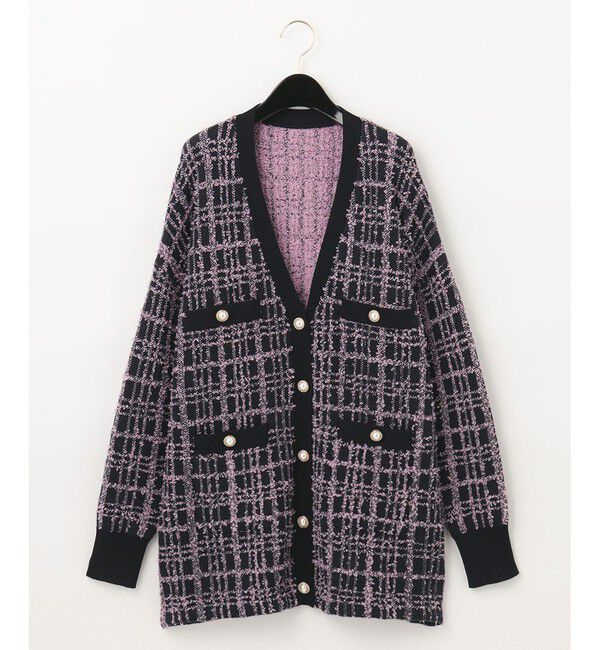  「ツイードミドルニットカーディガン」|カーディガン|