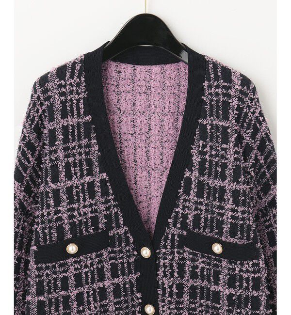  「ツイードミドルニットカーディガン」|カーディガン|