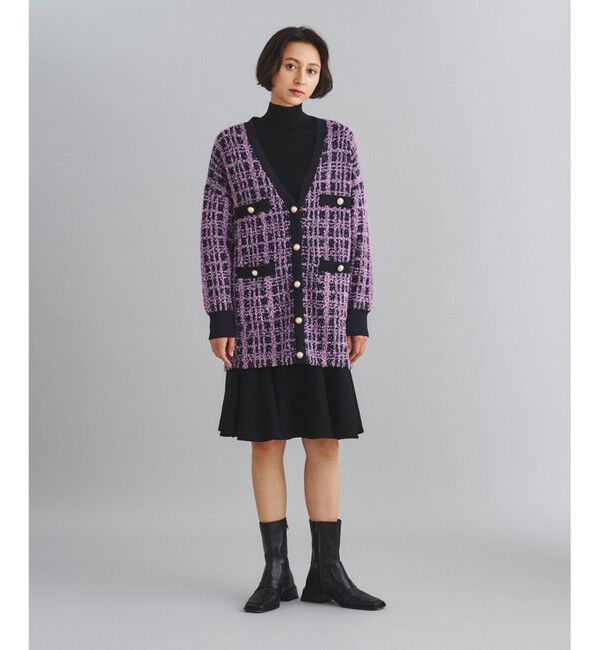  「ツイードミドルニットカーディガン」|カーディガン|