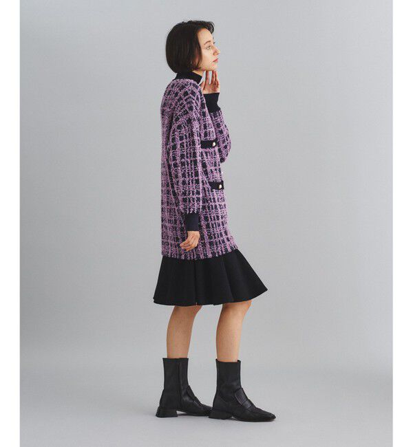  「ツイードミドルニットカーディガン」|カーディガン|