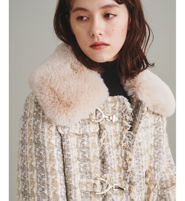  「ラメツイードコート」|ダッフルコート|ベージュ