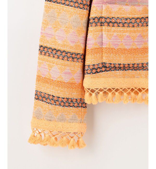 GRACE CONTINENTAL「エスニックジャガードジャケット」|ノーカラージャケット|