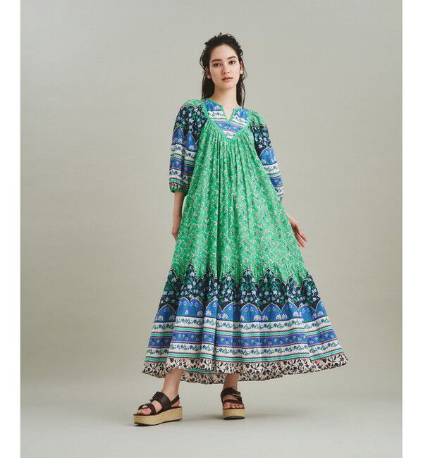  「エスニックプリントロングワンピース」|ワンピース|