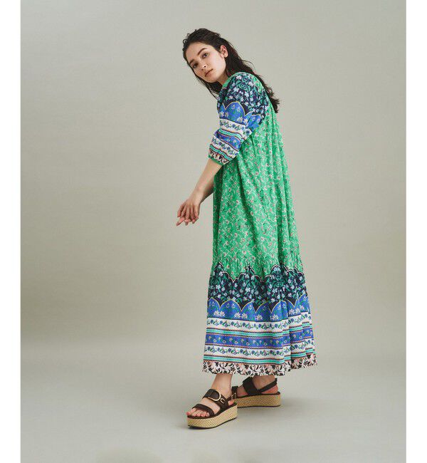  「エスニックプリントロングワンピース」|ワンピース|