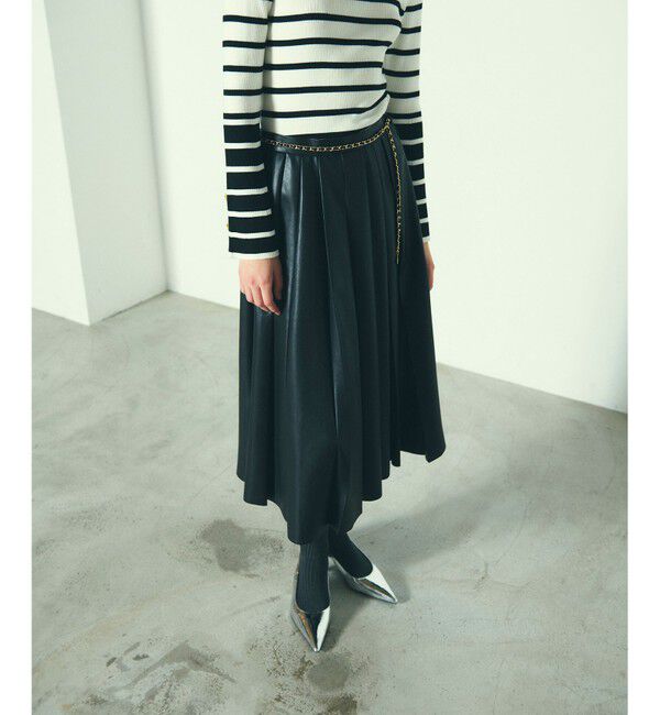 Diagram「フェイクレザープリーツスカート」|スカート|ブラック