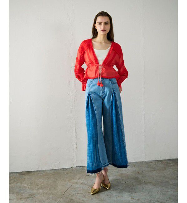 GRACE CONTINENTAL「レースパッチブラウス」|シャツ・ブラウス|オレンジ