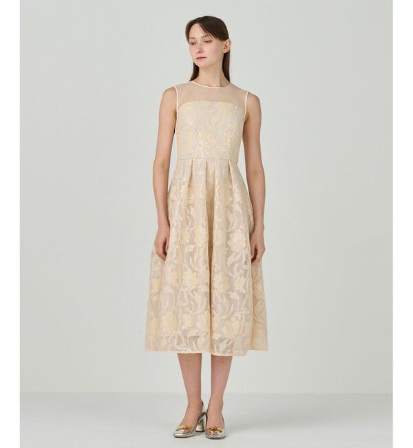 Grace Class「スパンコールエンブロイダリードレス」|ドレス|ベージュ