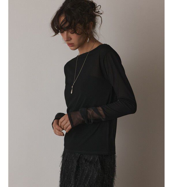  「シアーアセテートカットトップ」|Tシャツ・カットソー|ブラック