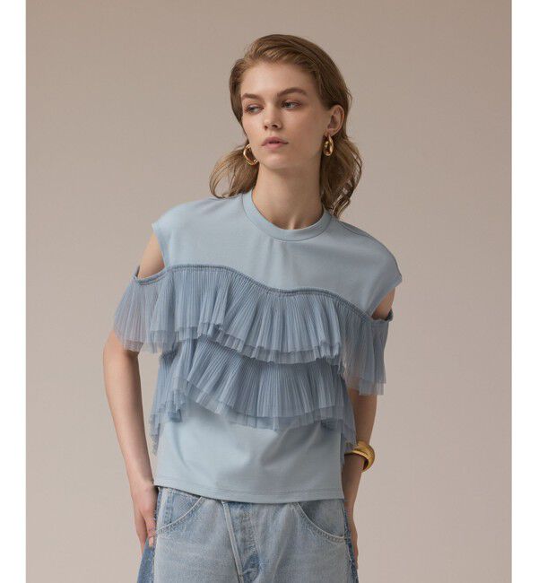 Diagram「プリーツチュールカットトップ」|Tシャツ・カットソー|ブルー