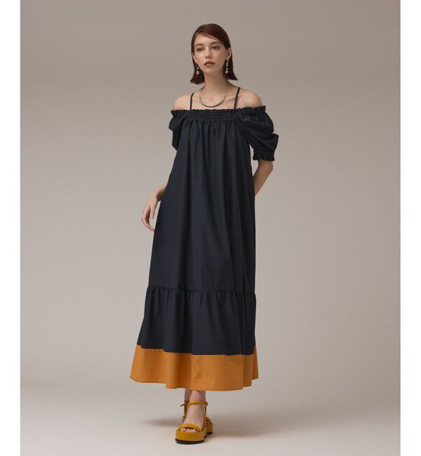 Diagram「ギャザーロングワンピース」|ワンピース|ネイビー