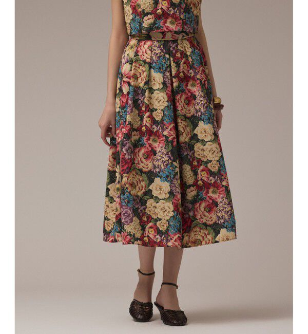 GRACE CONTINENTAL「アンティークフラワータックスカート」|スカート|