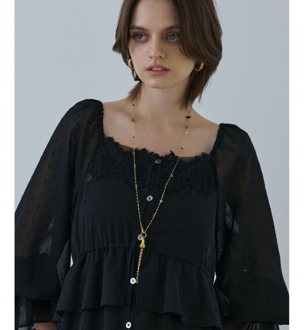 GRACE CONTINENTAL「レースコンビカットジャガードワンピース」|ワンピース|