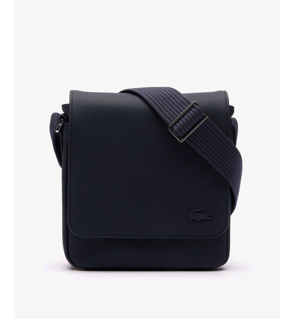 LACOSTE「メンズクラシック スリムフラップサッチェルバッグ / ショルダーバッグ」|ショルダー・メッセンジャー|ネイビー