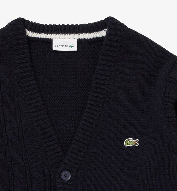 LACOSTE「アシンメトリーVネックカーディガン」|カーディガン|