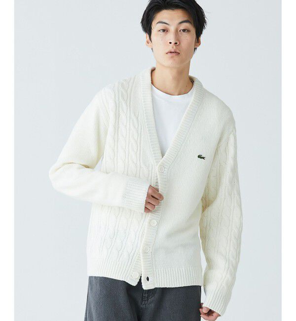 LACOSTE「アシンメトリーVネックカーディガン」|カーディガン|