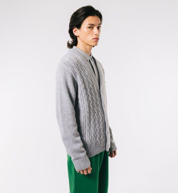 LACOSTE「アシンメトリーVネックカーディガン」|カーディガン|