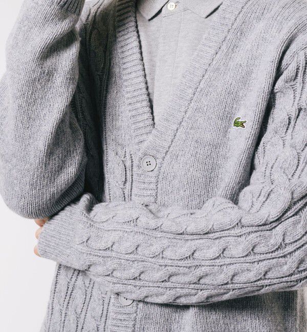 LACOSTE「アシンメトリーVネックカーディガン」|カーディガン|