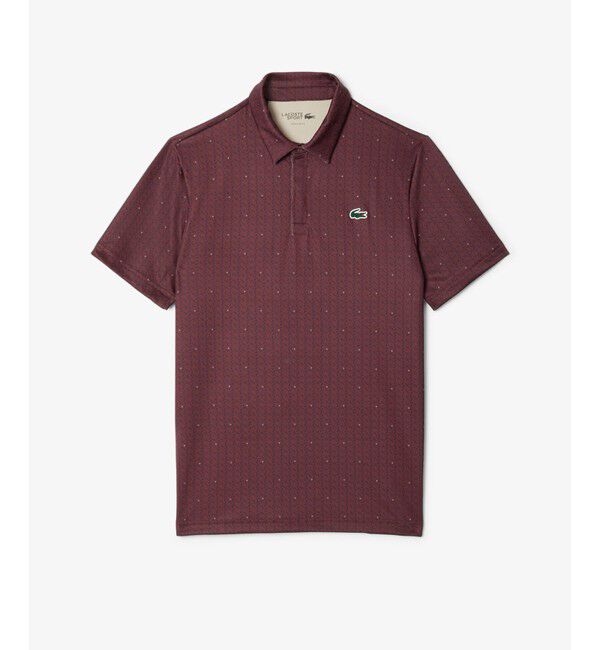LACOSTE「UVカット ミニマム総柄プリント 比翼仕立て ウルトラドライ ゴルフポロシャツ」|ポロシャツ|ワイン