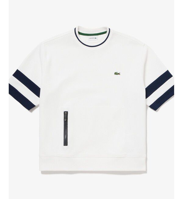 LACOSTE「スリーブラインダブルフェイス鹿の子地半袖Tシャツ トレーナー」|スウェット・ジャージ|