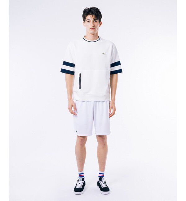 LACOSTE「スリーブラインダブルフェイス鹿の子地半袖Tシャツ トレーナー」|スウェット・ジャージ|