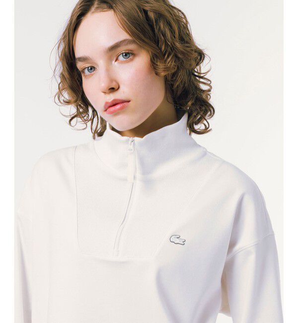LACOSTE「接触冷感 吸水速乾 COOL MAX クールマックス クロップド ハーフジップスウェット トレーナー」|スウェット・ジャージ|