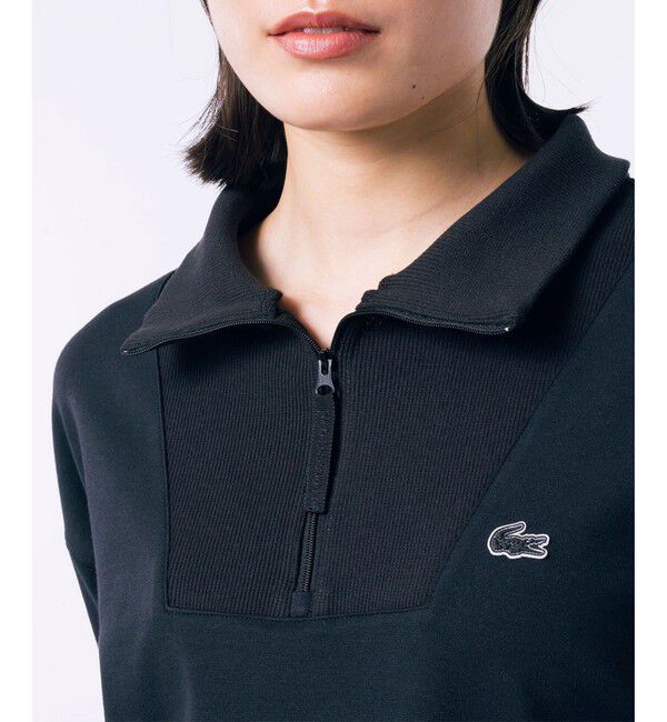 LACOSTE「接触冷感 吸水速乾 COOL MAX クールマックス クロップド ハーフジップスウェット トレーナー」|スウェット・ジャージ|