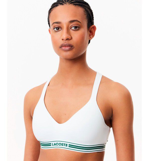 LACOSTE「【EC限定】 ストライプバンドミッドパッドブラレット」|インナー|ホワイト
