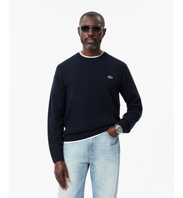 LACOSTE「エッセンシャルカシミヤニットセーター / 3Dシームレスニット」|ニット・セーター|ダークネイビー