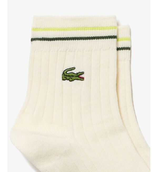 LACOSTE「配色ダブルラインリブニットソックス 22-24cm」|ソックス|
