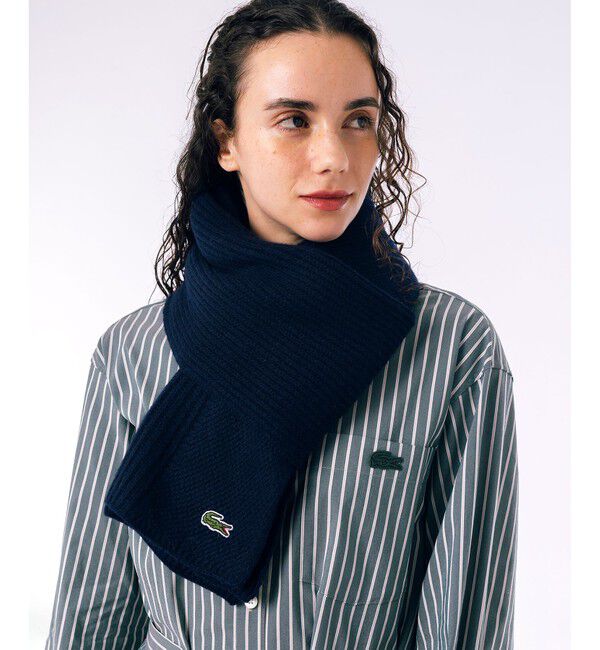 LACOSTE「コンビ・ニッティングマフラー」|マフラー|ダークネイビー