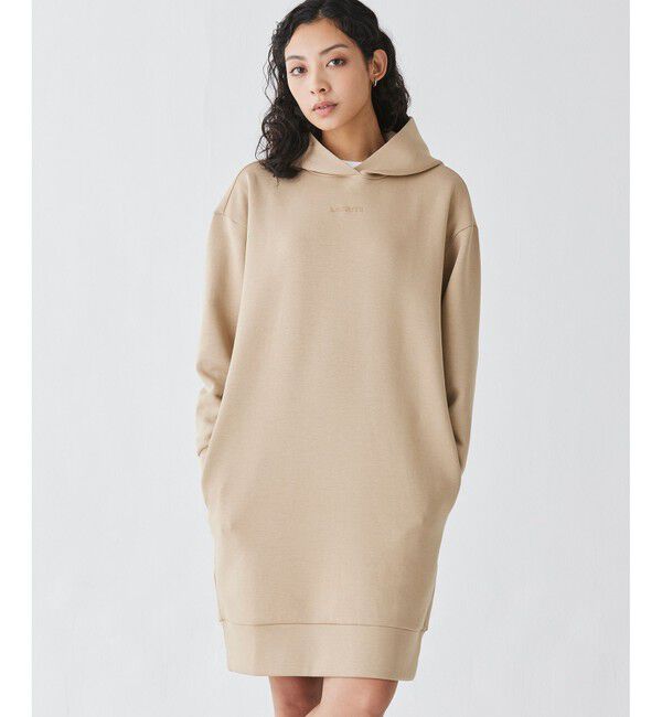 LACOSTE「ブランドネームロゴステッチダブルフェイススウェットフーディードレス / ロングスウェットパーカー」|ワンピース|