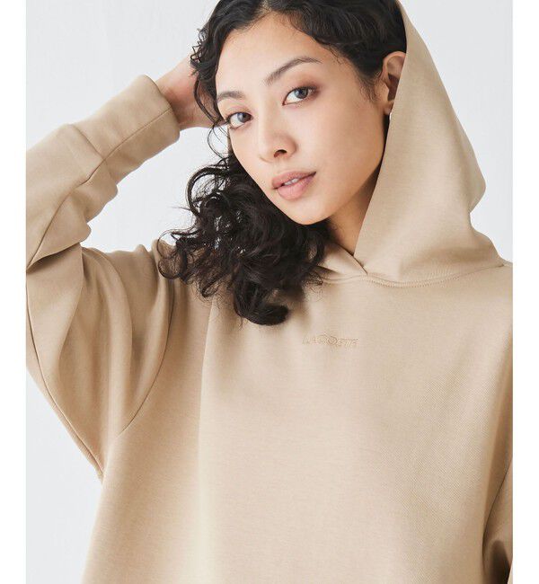 LACOSTE「ブランドネームロゴステッチダブルフェイススウェットフーディードレス / ロングスウェットパーカー」|ワンピース|