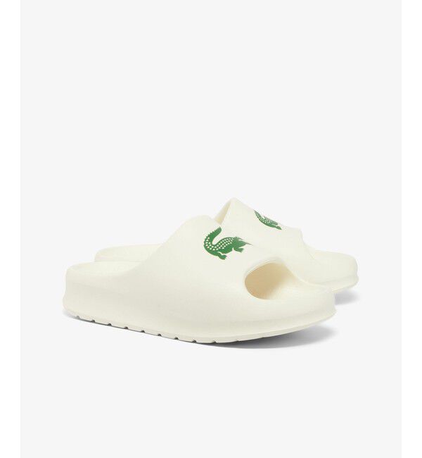 LACOSTE「レディース SERVE SLIDE 2.0 224 6 CFA」|サンダル|ホワイト&times;グリーン