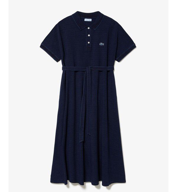 LACOSTE「インディゴ 鹿の子ポロドレス マキシ丈ワンピース フレア Iライン」|ワンピース|