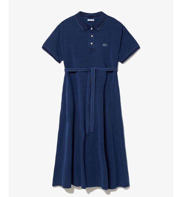 LACOSTE「インディゴ 鹿の子ポロドレス マキシ丈ワンピース フレア Iライン」|ワンピース|