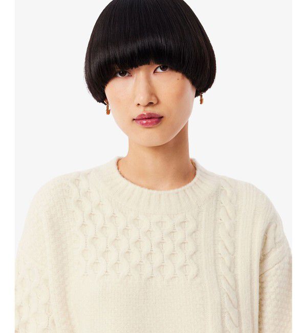 LACOSTE「パッチワークエフェクトウールニットドレスセーター」|ワンピース|