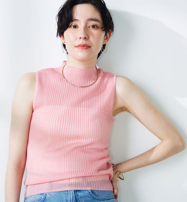 NOLLEY'S「《手洗い可能》《アンサンブル対応》シアーリブノースリーブプルオーバーニット」|ニット・セーター|