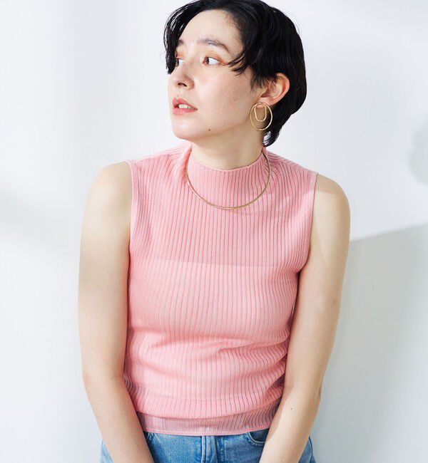 NOLLEY'S「《手洗い可能》《アンサンブル対応》シアーリブノースリーブプルオーバーニット」|ニット・セーター|