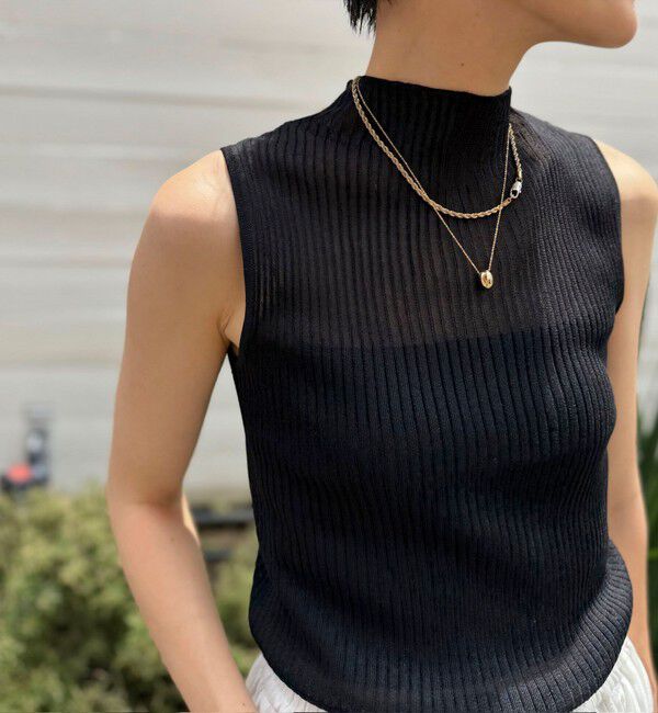 NOLLEY'S「《手洗い可能》《アンサンブル対応》シアーリブノースリーブプルオーバーニット」|ニット・セーター|