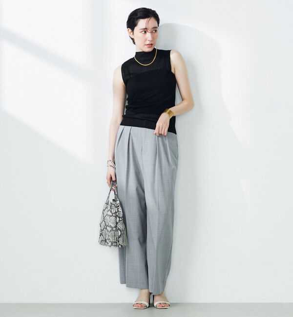 NOLLEY'S「《手洗い可能》《アンサンブル対応》シアーリブノースリーブプルオーバーニット」|ニット・セーター|