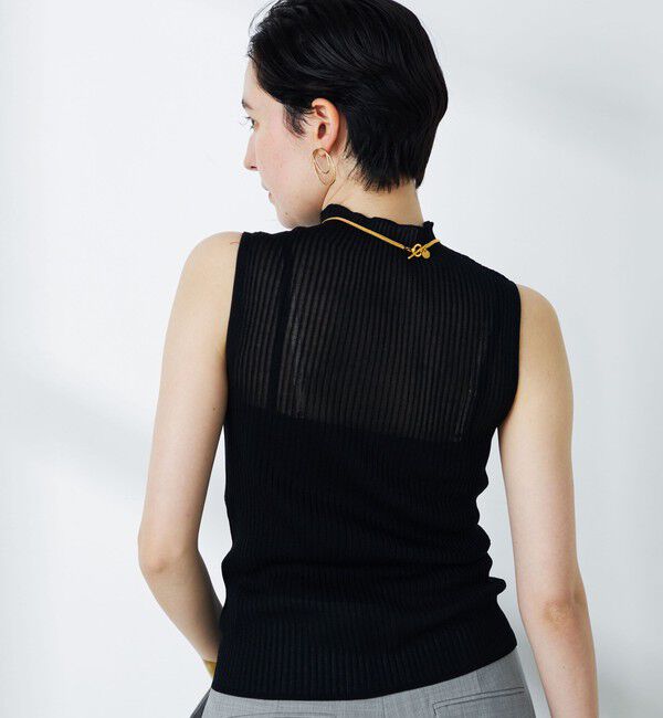 NOLLEY'S「《手洗い可能》《アンサンブル対応》シアーリブノースリーブプルオーバーニット」|ニット・セーター|