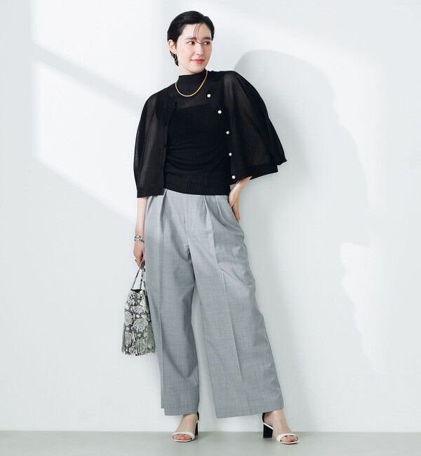 NOLLEY'S「《手洗い可能》《アンサンブル対応》シアーリブノースリーブプルオーバーニット」|ニット・セーター|